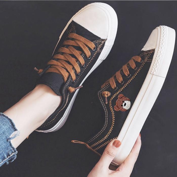 Gambar Sh48 Sepatu Kanvas Wanita Casual Bear Women Canvas Shoe - black, 37 dari Dneo Store undefined Tokopedia