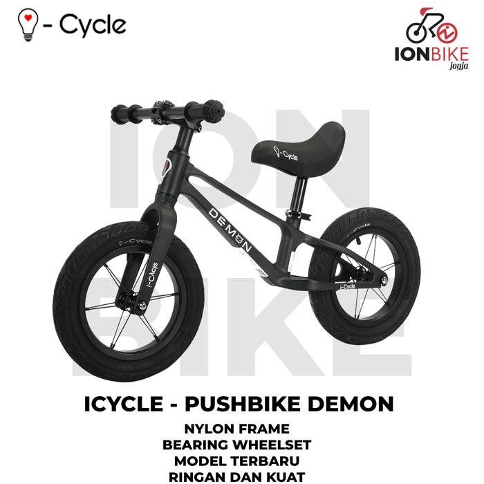 Gambar Push Bike ICycle Demon Balance Bike Pushbike Sepeda Anak Belajar - Black dari ION BIKE JOGJA OFFICIAL undefined Tokopedia