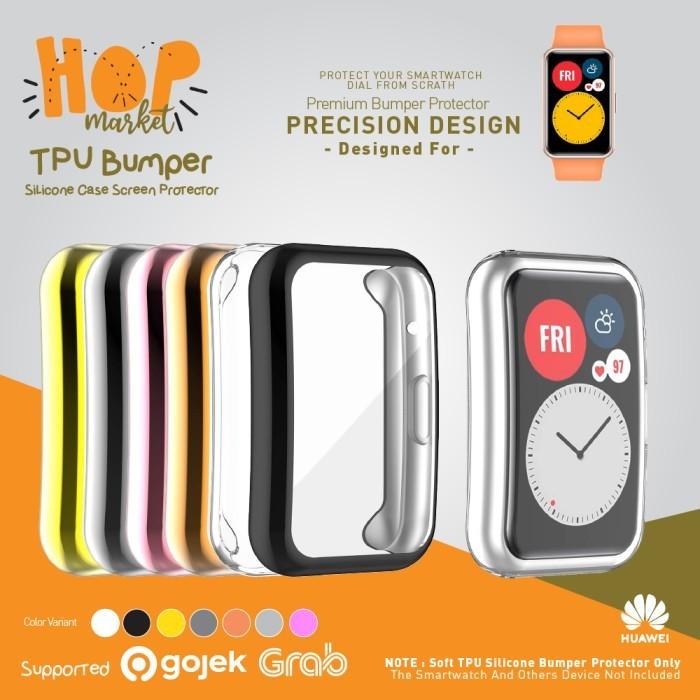 Gambar Rubber Case Soft Bumper Cover Screen Protector for Huawei Watch Fit - GREY dari hop market undefined Tokopedia