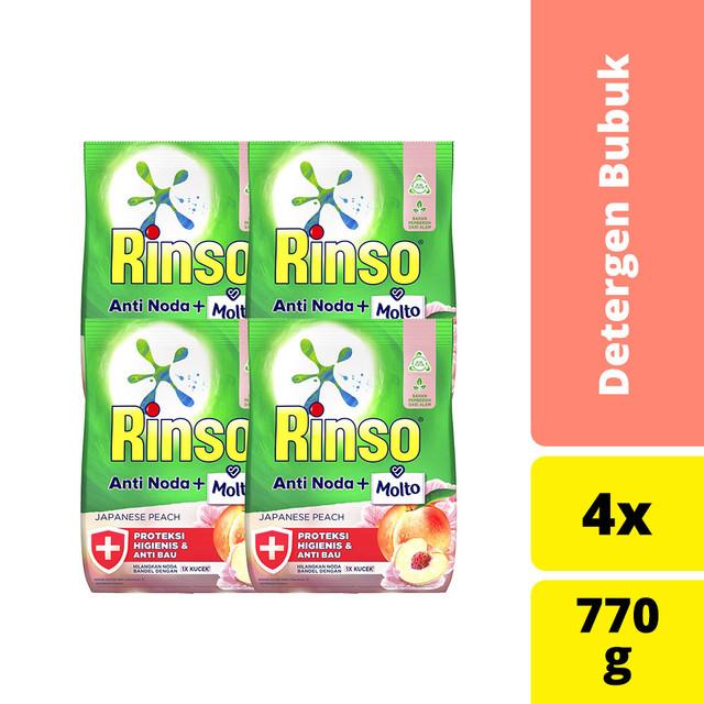 Gambar Rinso SensiFresh Detergent Bubuk Deterjen Wangi Segar 48 Jam Japanese Peach 770gr isi 4 dari Unilever Official Store undefined Tokopedia