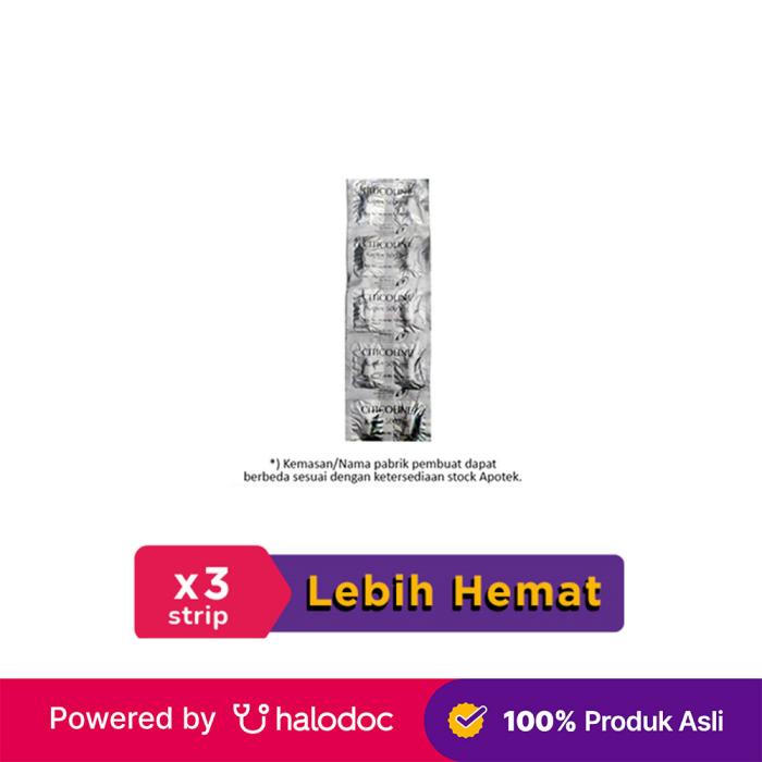 Gambar Citicoline 500 mg 3 Strip (10 Kaplet/Strip) - Hemat Borongan dari Apotek Kosambi Jakarta Barat undefined Tokopedia
