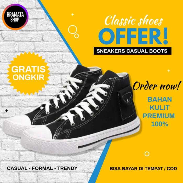 Jual Sepatu Converse Pria Tinggi High Sneakers Kasual Boots