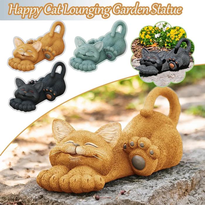 Gambar TG 1Pc Happy Cat Whimsical Cat Lounging Garden Statue Outdoor D dari Tactical Going undefined Tokopedia