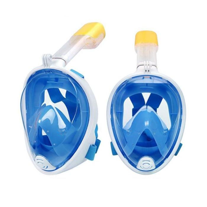 Gambar Alat Snorkel Full Face mudah bernafas Dengan mount Camera - Biru Muda dari Autoku undefined Tokopedia