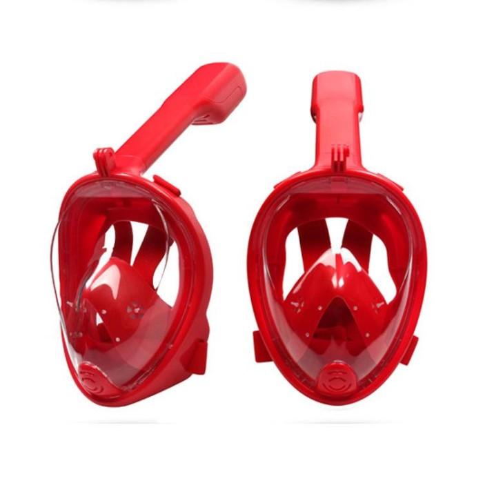 Gambar Alat Snorkel Full Face mudah bernafas Dengan mount Camera - Merah dari Autoku undefined Tokopedia