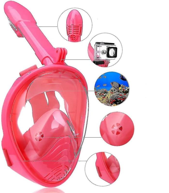 Gambar Alat Snorkel Full Face mudah bernafas Dengan mount Camera - Merah Muda dari Autoku undefined Tokopedia