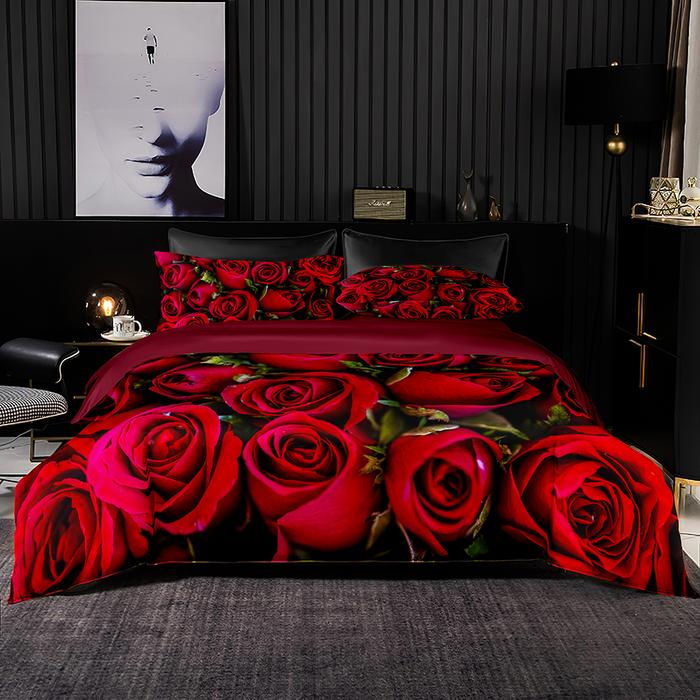 Gambar DJ Luxury Red Bedding Set Flower Birds Print Duvet Cover Set Ch dari Delphi Joy undefined Tokopedia