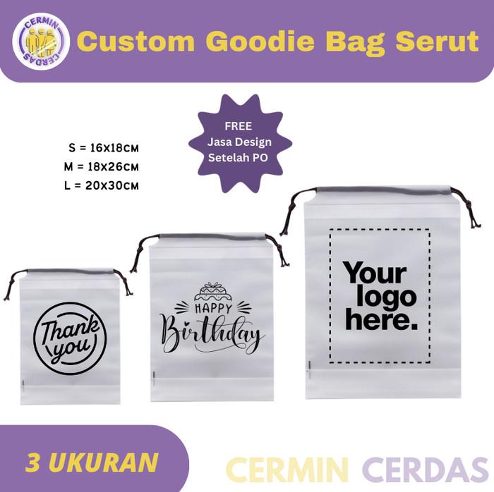 Gambar Custom Logo Nama Tas Serut Suvenir Pernikahan Acara Ulang Tahun - S (16x21cm), 1000dst. 1S1W dari Depot Serba Serbi Packaging undefined Tokopedia