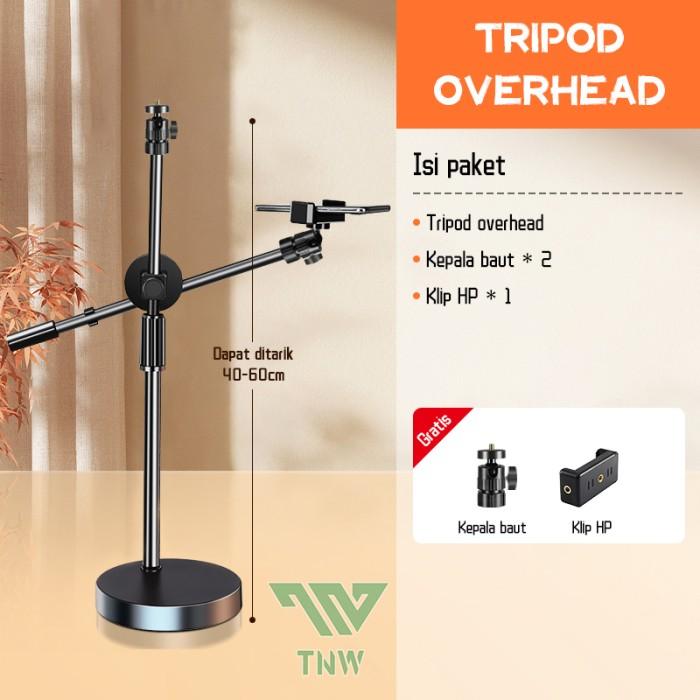 Gambar TNW OVERHEAD PHONE STAND PHONE HOLDER BRACKET 360° LAMPU FOTOGRAFI - Tripod dari ghali storee undefined Tokopedia