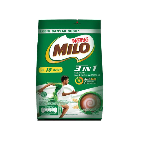 Gambar MILO 3 IN 1 ACTIV-GO 10 PCS X 35 GR - SUSU dari Hypermart Taman Yasmin Bogor undefined Tokopedia