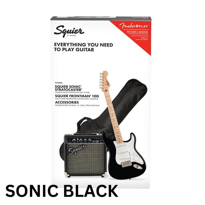 Gambar Squier Sonic Stratocaster Guitar Pack W/Gigbag & Frontman 10G - SONIC BLACK dari berkahjualanid undefined Tokopedia