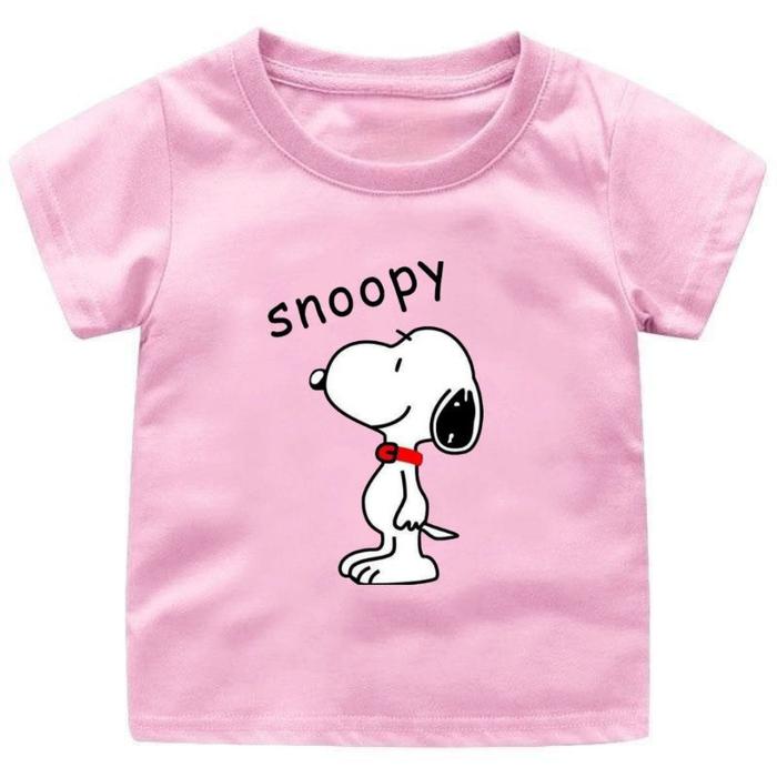 Gambar baju kaos anak cowok cewek gambar Snoopy usia 1-12tahun - Pink/fanta, XL 7-8th dari ramakids jkt undefined Tokopedia