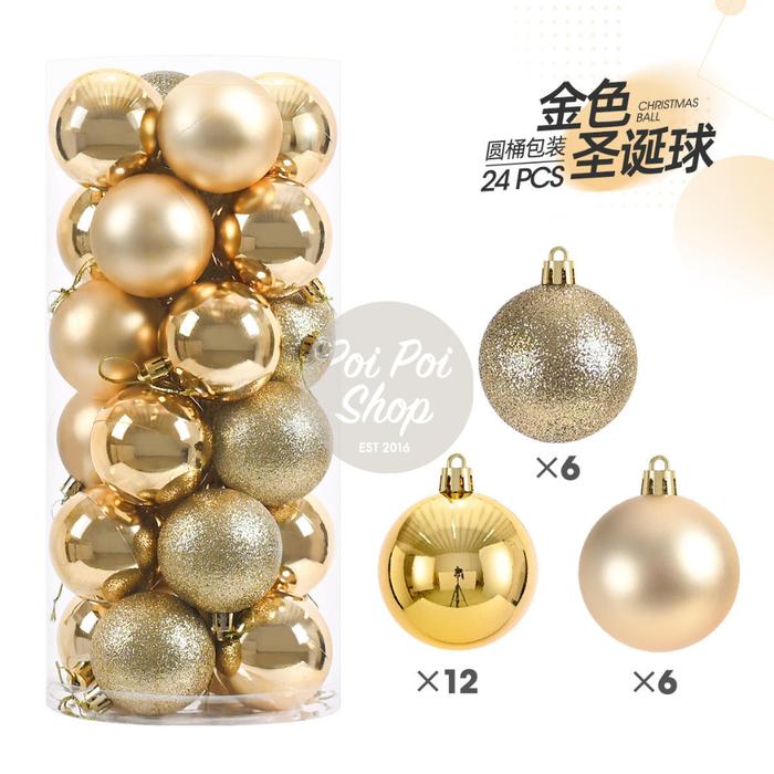 Gambar Hiasan Bola Pohon Natal 3cm isi 24 Bulat Gantungan Dekor Christmas - Gold, Bulat 3cm dari poipoishop_NEW undefined Tokopedia