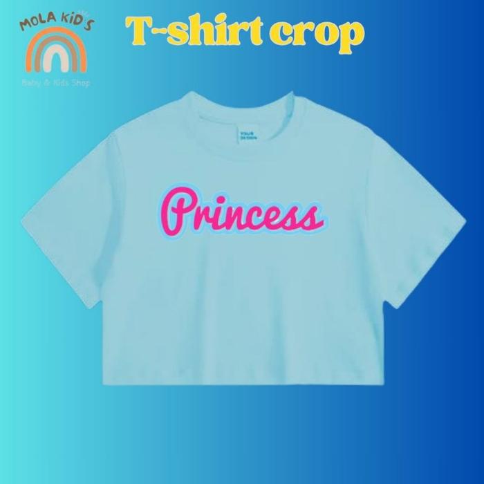 MOLAKIDS, T-SHIRT CROP TOP PRINCESS ANAK PEREMPUAN USIA 2-12 TAHUN  TURKIS-KS PRINCESS, XL