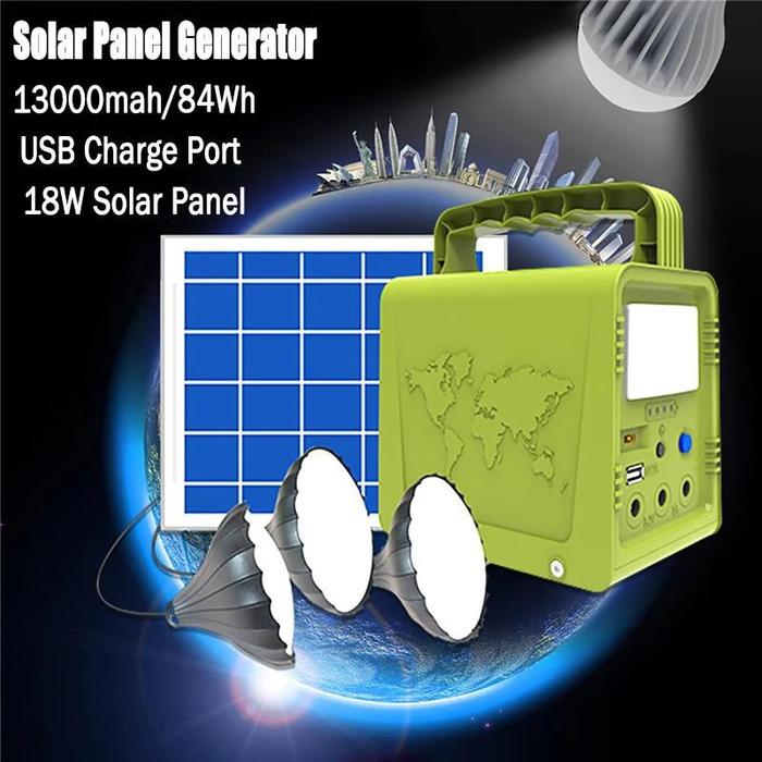 Gambar Portable Solar Power Panel Generator Home System Kit with 3 LED Blubs dari Limbommi Store undefined Tokopedia