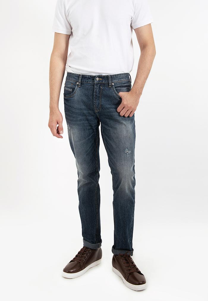 Gambar MOC Celana Pria Panjang Alpha Medium Blue Long Slim Fit Denim Pants - 34 dari Salezone Official undefined Tokopedia