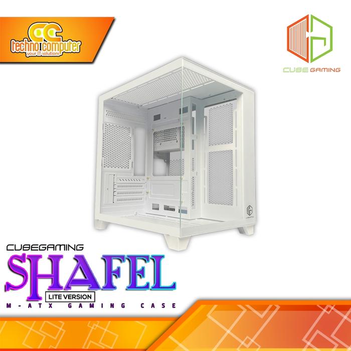 Gambar CASING CUBE GAMING SHAFEL LITE - mATX Case Tempered Glass - Putih dari Techno Computer Bali undefined Tokopedia