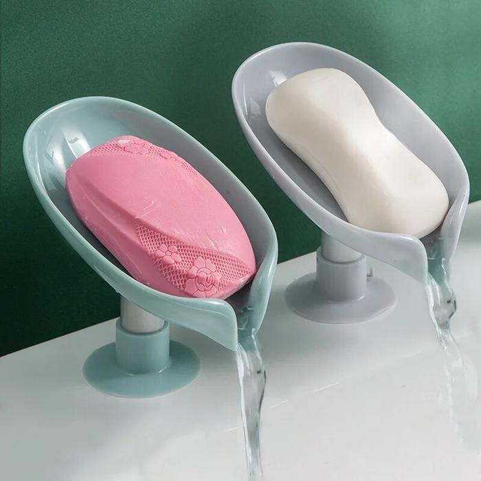 Gambar Leaf Shape Soap Box Drain Soap Holder Bathroom Accessories Suction dari rwwwgm undefined Tokopedia