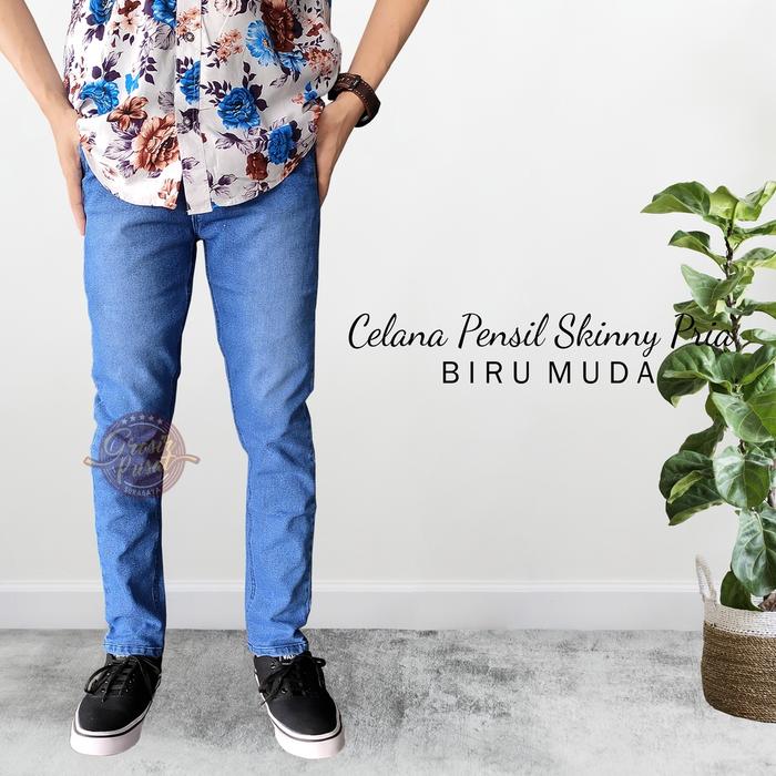 Gambar dop Celana Jeans Pria Pensil Skinny Big Size Ukuran Besar 27 - 38 - BIRU  MUDA, 33 dari CV dops undefined Tokopedia