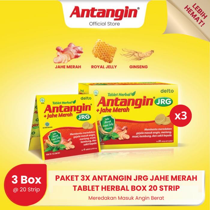 Gambar Paket 3X Antangin JRG Jahe Merah Tablet Herbal Box 20 Strip dari Bonperis undefined Tokopedia