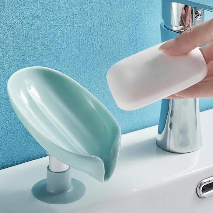 Gambar Leaf Shape Soap Box Drain Soap Holder Bathroom Accessories Travel dari sesai undefined Tokopedia