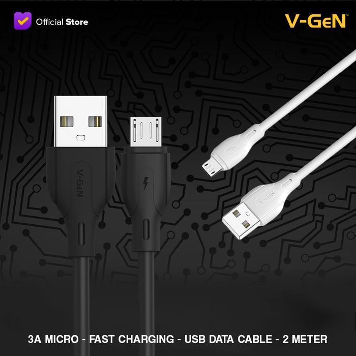 Gambar V-GeN Kabel Data Micro 2 Meter Fast Charging 3.0 VGC-02 QC3.0 VGEN - Hitam dari Semua V-GeN Kab. Tangerang Tokopedia