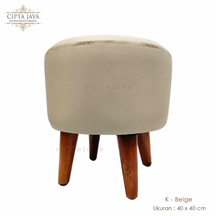 Gambar Sofa Kursi Puff Stool tamu Minimalis Bulat Murah Nyaman Empuk 4 Kaki - Kulit Beige dari Furniture Cipta Jaya undefined Tokopedia