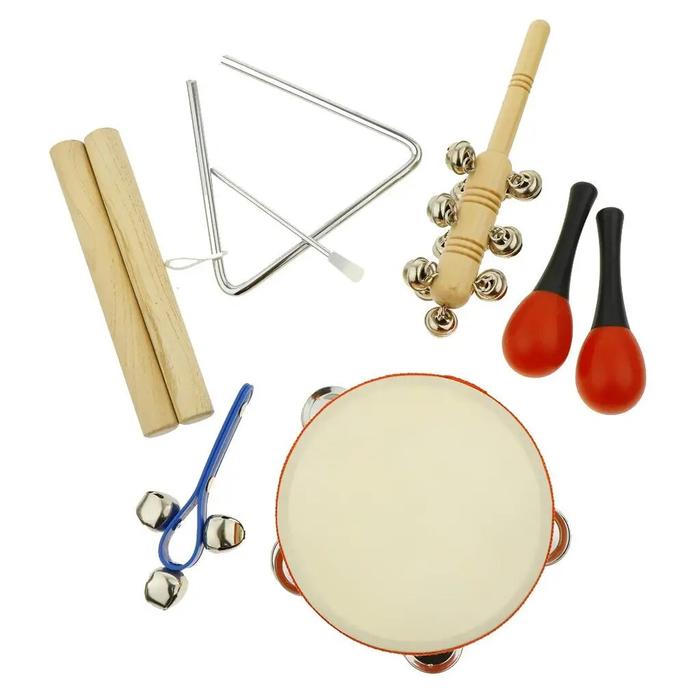 Gambar DT Musical Instruments 6 Types Percussion Toy Set Tambourine dari Digital Technologyy undefined Tokopedia