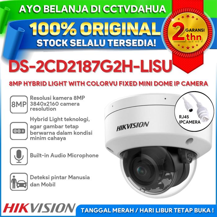 Promo HIKVISION DS-2CD2187G2H-LISU 8MP HYBRID LIGHT COLORVU DOME