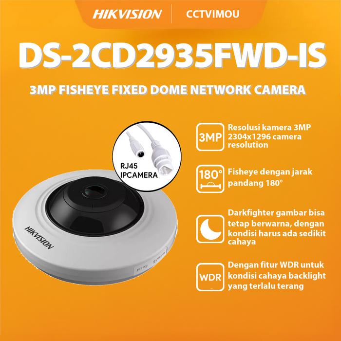 Gambar HIKVISION DS-2CD2935FWD-IS 3MP FISHEYE 180 FIXED DOME WDR IP CAMERA - 1.16mm dari CCTVIMOU undefined Tokopedia