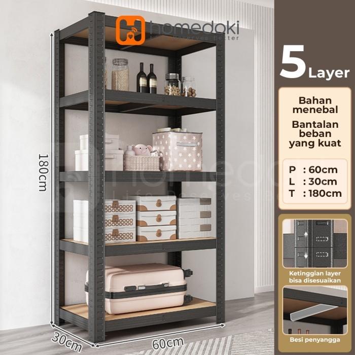 Gambar Homedoki 5 Susun Rak Gudang Serbaguna/Rak Multifungsi/Rak Penyimpanan -  ⬛5L30*60*180 dari Homedoki Office Furniture undefined Tokopedia