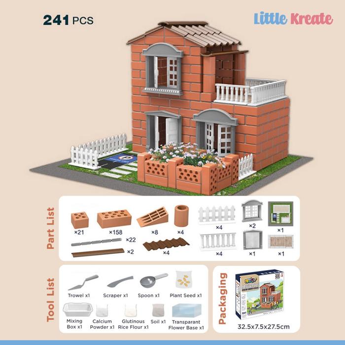 Gambar Mainan Edukasi DIY Brick House Architect Set/ Balok Bangun Rumah Semen - 241pcs Villa dari Little Kreate undefined Tokopedia