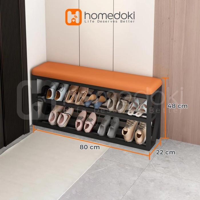 Gambar Bangku Rak Sepatu/Rak Sepatu Duduk/Rak Sepatu Sofa/Lemari Sepatu - L-Hitam dari Homedoki Office Furniture undefined Tokopedia