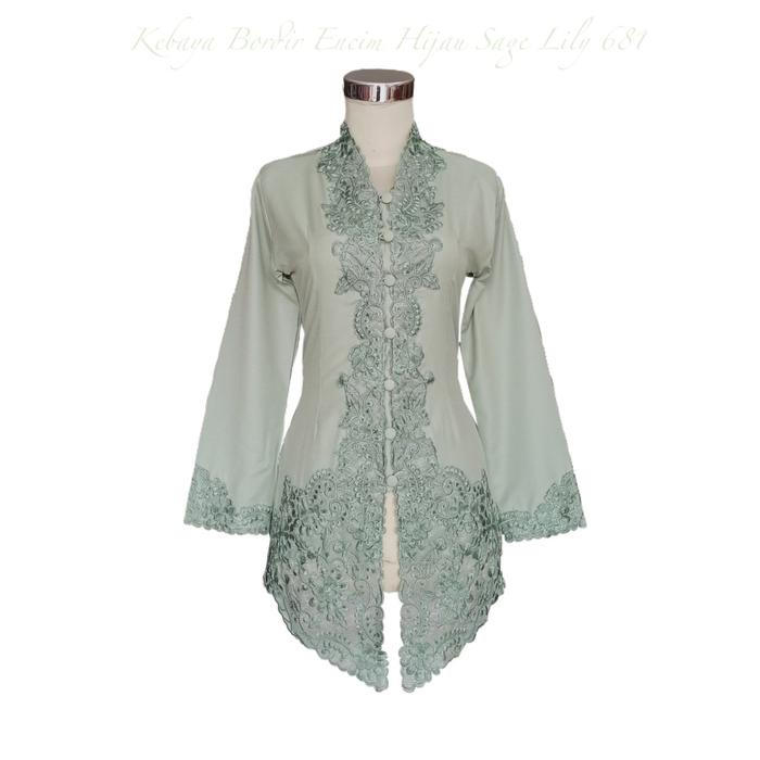 Gambar Kebaya Bordir Encim Hijau Sage Lily I 681 - XL dari Neng Lina Kebaya undefined Tokopedia