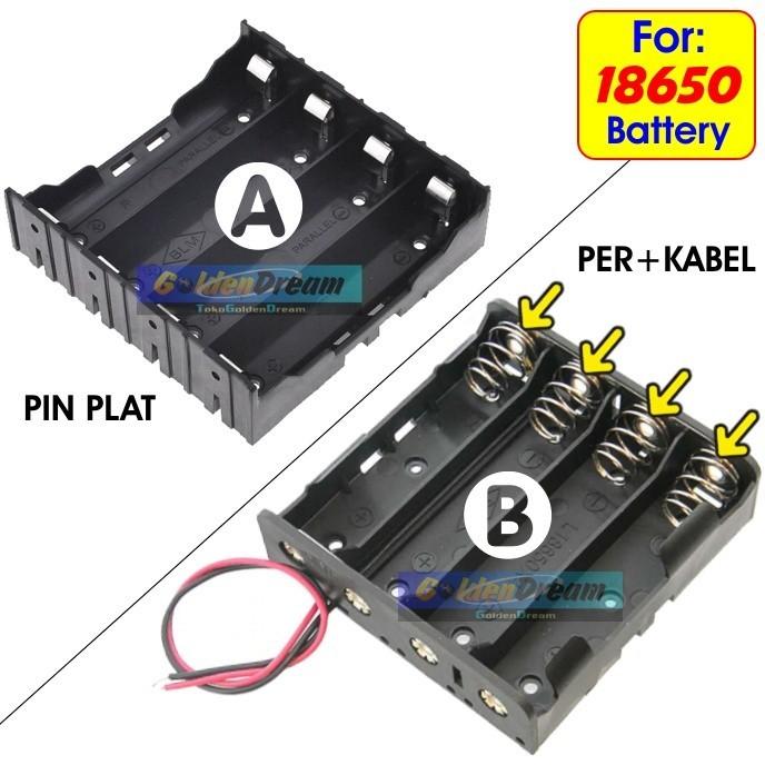Gambar Paralel 4x 18650 Battery Holder Plat Lempengan Kotak Box 4 Baterai - B.PER+KABEL dari Merpati Batavia undefined Tokopedia