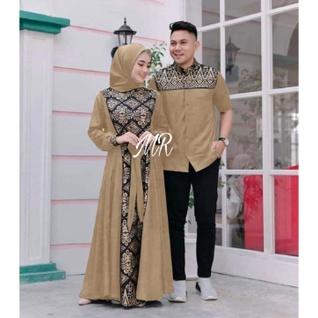 Gambar Couple Gamis Irwansyah Batik Brukat Kombinasi Model Terbaru Couple - Mocca, XL dari Kusuma_Ayu32 undefined Tokopedia