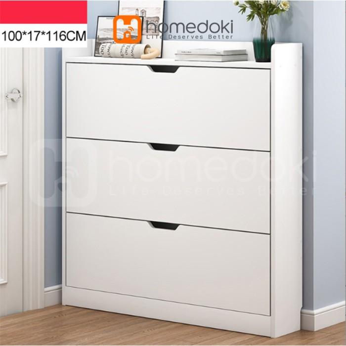 Gambar Homedoki Lemari Sepatu Kayu/Dengan Rak Serbaguna/Rak Sepatu Minimalis - L-Putih dari Homedoki Office Furniture undefined Tokopedia