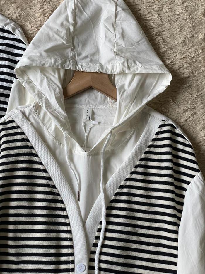 Gambar BLOUSE SALUR CASUAL WANITA FASHION BLOUSE HOODIE LOOK VEST NYATU - Cream dari MurahFashion undefined Tokopedia