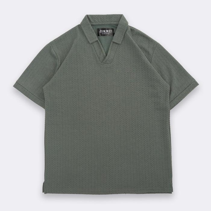 Gambar Jane Frey Clothing 8196 Polo Shirt Pria Oversized Knit | Polo Shirt - A Green, XXL dari Jane Frey Clothing undefined Tokopedia