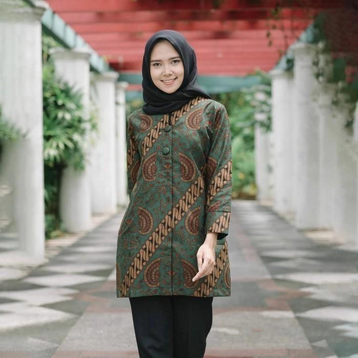 Gambar Atasan Batik Cewek Modern Tunik Kerja Premium Jumbo Seragam Kantor Kekinian Elegan Mewah - Hijau, XXXL dari BATIK BAGUS JAKARTA undefined Tokopedia
