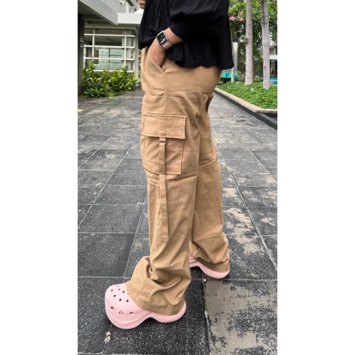 Gambar Saco Luxury - ZEBA SOFT JEANS STRECH CARGO PANTS (Max BB 100 KG) - MOCCA, All Size dari Saco Luxury undefined Tokopedia