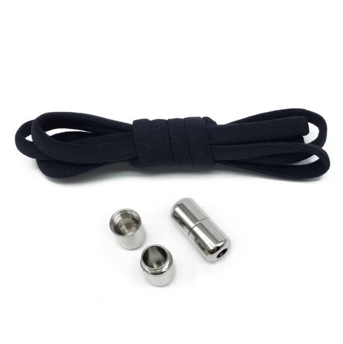 Gambar LL25 Tali Sepatu Elastis Karet Lazy Lace Lock Tube Bulat No Tie - black dari Dneo Store undefined Tokopedia