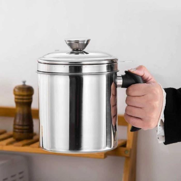 Gambar Saringan Minyak Goreng Oil Pot Stainless Wadah Besar 1.8 - 2 Liter - 1.3 Liter dari Moncloud Shop undefined Tokopedia