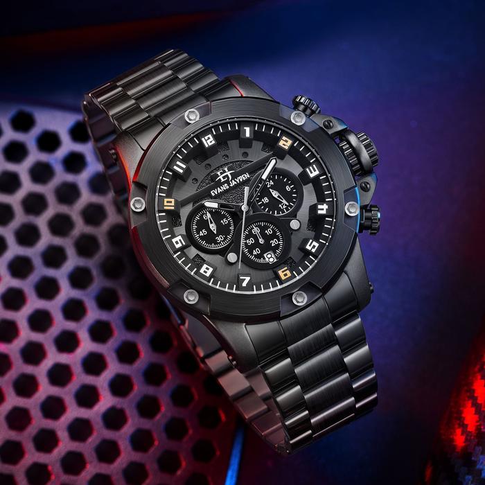 Gambar Evans Jayden Jam Tangan Pria 9838 Rantai Stainless Steel Chrono 10 ATM - Full hitam dari Tokodistributor Jam undefined Tokopedia