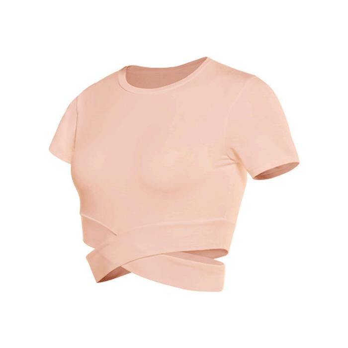 Gambar Pakaian Olahraga Wanita Baju Crop Top T-shirt Yoga Running hgSports - Pink, S dari hgWorld ID undefined Tokopedia