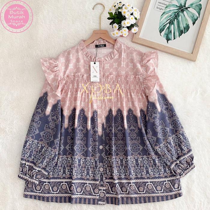 Gambar Xoba Fashion 2941 Blus Wanita LD 116 CM Kringkel Motif SONGKET - PURPLE KERUT LD 110 dari XOBA FASHION undefined Tokopedia