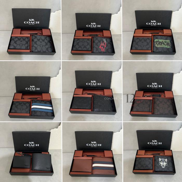 Gambar C*ach Men Wallet Gift Set with Card Holder and Keychain - Signature Brown dari ventina shop undefined Tokopedia
