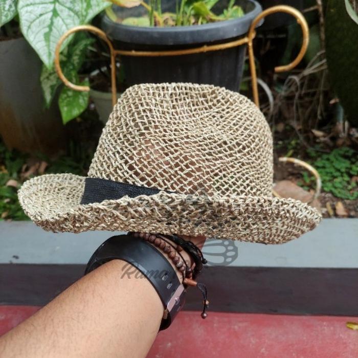 Jual Siapkirim Topi Anyaman Lilit Pandan / Topi Koboy Jaring Pandan ...
