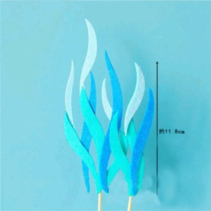 Gambar Topper Hiasan Laut, Mermaid, Nemo, Baby Shark Rumput Laut Tanaman Laut - 2pc Biru dari Kalaneys Shop undefined Tokopedia