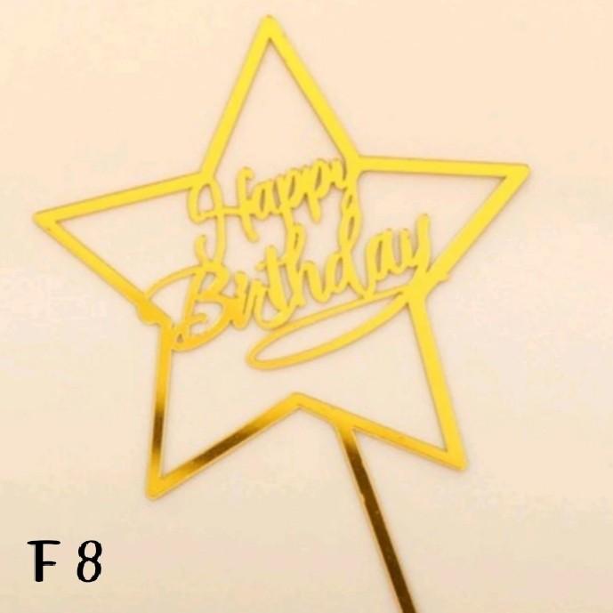 Gambar Topper Happy Birthday Bintang Emas Akrilik, Topper Star Happy Birthday - Bintang Satu dari Kalaneys Shop undefined Tokopedia
